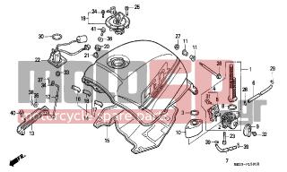 HONDA - CBR1000F (ED) 1991 - Body Parts - FUEL TANK - 17520-MW7-000ZB - TANK SET, FUEL (WL) *NH1/R134/TYPE7*