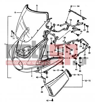 SUZUKI - GS1150 G 1986 - Body Parts - COWLING NGS1150ESF E6) - 94550-00A00-000 - BRACE, SIDE, FRONT