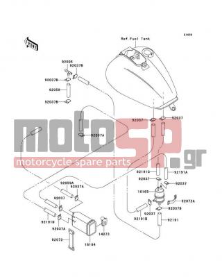 KAWASAKI - VULCAN 1500 CLASSIC 2004 - Body Parts - Fuel Evaporative System(CA) - 14073-1219 - DUCT,CANISTER