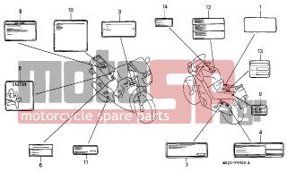 HONDA - CBR1000F (ED) 1991 - Body Parts - CAUTION LABEL - 87565-MW7-300ZB - LABEL, COLOR *TYPE7* (NH1K)