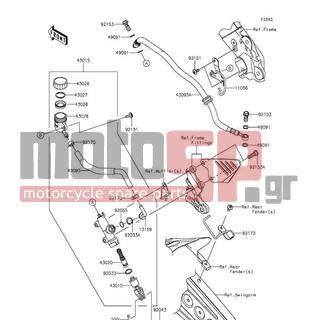 KAWASAKI - NINJA® ZX™-6R 2015 -  - Rear Master Cylinder - 43095-0737 - HOSE-BRAKE,RR MC