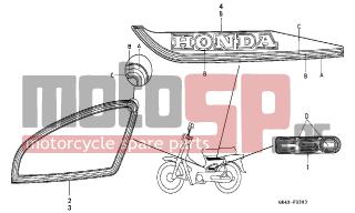 HONDA - C50 (GR) 1986 - Body Parts - EMBLEM/ STRIPE (C50J/N) - 87101-GB4-600ZB - EMBLEM, TOOL BOX COVER *TYPE2*