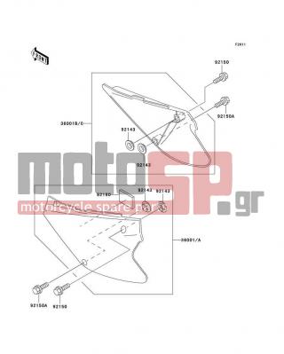 KAWASAKI - KX85 2002 - Εξωτερικά Μέρη - Side Covers - 36001-1584-6F - COVER-SIDE,LH,P.WHITE