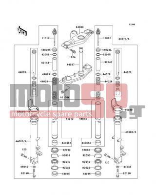 KAWASAKI - NINJA® ZX™-6 2002 -  - Front Fork - 44005-1387-GD - PIPE-LEFT FORK OUTER,G.GRAY