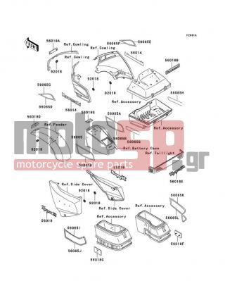 KAWASAKI - VOYAGER XII 2002 - Body Parts - Decals(ZG1200-B16) - 56065-1129 - PATTERN,TANK COVER,RH,TOP