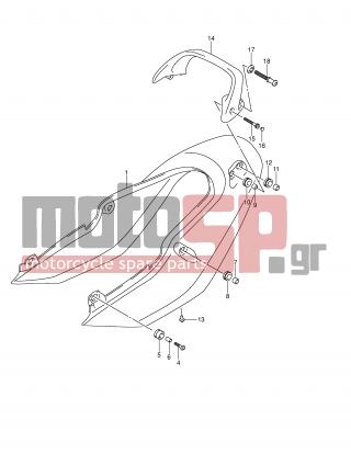 SUZUKI - GSF600S (E2) 2003 - Body Parts - SEAT TAIL COVER (GSF600K4/UK4) - 68131-31F00-NW3 - EMBLEM, TAIL COVER