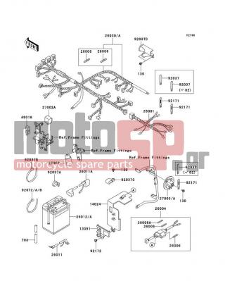 KAWASAKI - KLR650 2001 -  - Chassis Electrical Equipment - 92037-1163 - CLAMP,SPEED,L=58