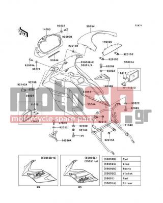 KAWASAKI - NINJA® 500R 2001 - Body Parts - Cowling - 11012-1818 - CAP,MIRROR
