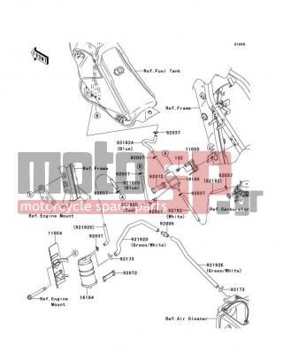 KAWASAKI - KLX®250S 2014 - Body Parts - Fuel Evaporative System(CA) - 92192-0725 - TUBE,CANISTER-FITTING,GRN/WHT