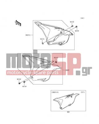 KAWASAKI - KX™100 2014 - Body Parts - Side Covers - 36001-0591-266 - COVER-SIDE,LH,B.WHITE