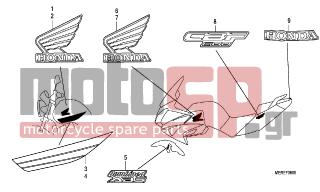 HONDA - CBF600SA (ED) ABS BCT 2009 - Body Parts - MARK/STRIPE - 64222-MER-R60ZD - MARK, R. WING *TYPE4*