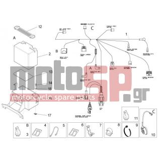 Aprilia - RS4 125 4T 2015 - Electrical - Electrical installation BACK - 218812 - ΙΜΑΝΤΑΣ ΜΠΑΤΑΡΙΑΣ BEVERLY 500-PXE ARC