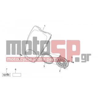 Aprilia - SCARABEO 50 2T E2 NET 2009 - Body Parts - Bodywork FRONT III - FRONT logo