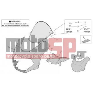 Aprilia - TUONO RSV 1000 2003 - Body Parts - Bodywork FRONT - Mask - AP8117004 - Σφουγγάρι αυτοκόλλητο 15x8