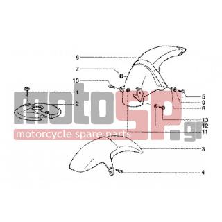 Gilera - RUNNER 180 FXR 2T < 2005 - Εξωτερικά Μέρη - Fender front and back - 12533 - Ροδέλα με οδόντωση 6,6x11x0