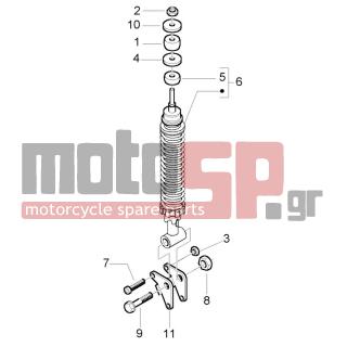 PIAGGIO - LIBERTY 200 LEADER RST < 2005 - Suspension - Shock absorber BACK - 56134R - Αμορτισέρ πίσω