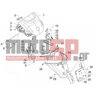 PIAGGIO - MP3 125 IE 2009 - Body Parts - Aprons back - mudguard
