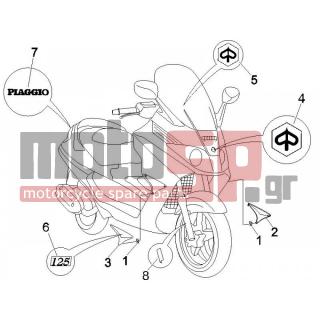 PIAGGIO - X8 125 STREET EURO 2 2007 - Body Parts - Signs and stickers