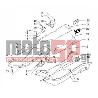 PIAGGIO - X9 200 < 2005 - Body Parts - SIDE-COVER SPOILER - 577249000C - ΚΑΠΑΚΙ ΜΠΑΤΑΡΙΑΣ Χ9