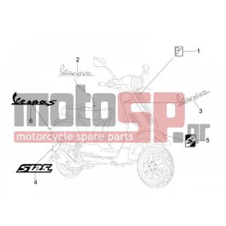 Vespa - S 125 4T E3 2008 - Body Parts - Signs and stickers