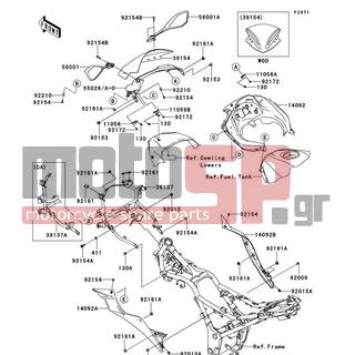 KAWASAKI - NINJA® 300 SE 2014 - Body Parts - Cowling - 14092-0922 - COVER,TANK,LH