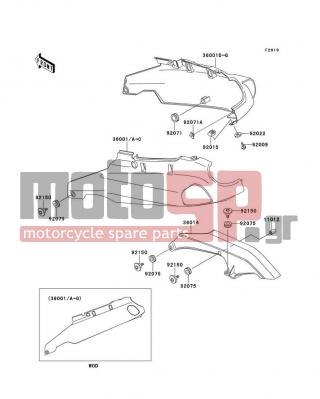 KAWASAKI - NINJA® ZX™-11 1999 - Body Parts - Side Covers/Chain Cover - 36001-1501-H8 - COVER-SIDE,LH,EBONY