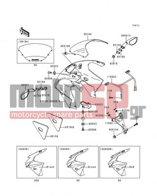 KAWASAKI - NINJA® ZX™-6R 1999 - Body Parts - Cowling(ZX600-G2) - 55022-1082 - COVER-HEAD LAMP