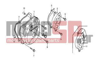 HONDA - XR650R (ED) 2006 - Engine/Transmission - LEFT CRANKCASE COVER - 11365-MBN-670 - PLATE, DRIVE CHAIN GUIDE