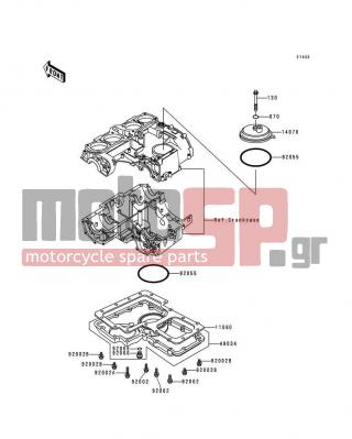 KAWASAKI - POLICE 1000 1999 - Engine/Transmission - Breather Cover/Oil Pan - 670B1508 - O RING,8MM