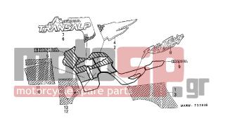 HONDA - XL600V (IT) TransAlp 1998 - Body Parts - STRIPE/MARK (1) - 83525-MAW-910ZC - MARK, SIDE COVER *TYPE4*