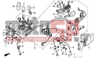 HONDA - XRV750 (ED) Africa Twin 1997 - Electrical - WIRE HARNESS/ IGNITION COIL (2) - 31700-196-000 - RECTIFIER COMP., SILICON
