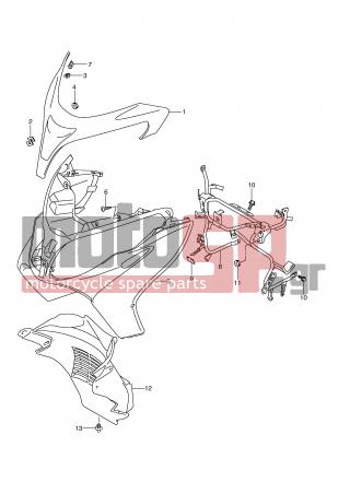 SUZUKI - AN400 (E2) Burgman 2007 - Body Parts - FRONT LEG SHIELD (MODEL L0) - 48111-05H00-YMK - SHIELD, LEG FRONT (RED)