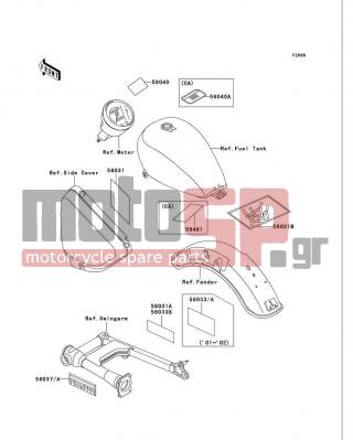 KAWASAKI - VULCAN 750 1999 - Body Parts - Labels - 56037-1697 - LABEL-SPECIFICATION,TIRE&LOAD