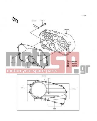 KAWASAKI - VULCAN 800 1999 - Engine/Transmission - Right Engine Cover(s) - 92037-1069 - CLAMP,L=45