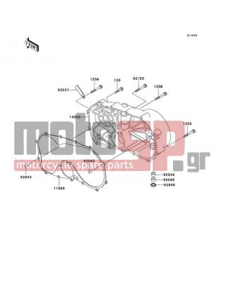 KAWASAKI - VULCAN 800 CLASSIC 1999 - Engine/Transmission - Right Engine Cover(s) - 92037-1069 - CLAMP,WIRING HARNESS,L=60