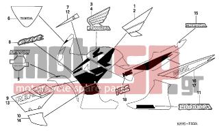 HONDA - CBR125RS (ED) 2006 - Body Parts - MARK/ STRIPE(CBR125RS) - 64313-KPP-940ZA - STRIPE, R. MIDDLE COWL *TYPE1*