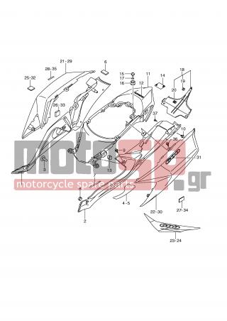 SUZUKI - GSX-R600 (E2) 2008 - Body Parts - FRAME COVER (MODEL L0) - 47810-37H10-YBD - COVER, FRAME REAR LH (WHITE)