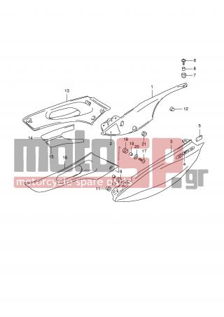 SUZUKI - XF650 (E2) Freewind 2001 - Body Parts - FRAME COVER (MODEL K1) - 47166-04F00-000 - SHIELD, FRONT RH UPPER