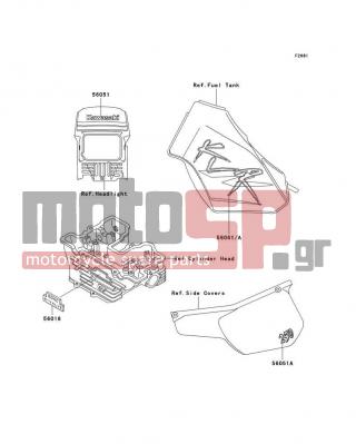 KAWASAKI - KLR250 1998 - Body Parts - Decals(KL250-D15) - 56051-1511 - MARK,SIDE COVER,250