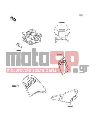 KAWASAKI - KLR650 1998 - Body Parts - Decals(Green)(KL650-A10/A11/A12) - 56051-1328 - MARK,SIDE COVER,650
