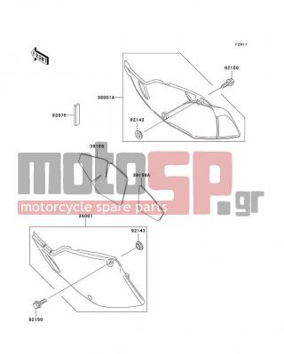 KAWASAKI - KLX300R 1998 - Body Parts - Side Covers - 39156-1346 - PAD,SIDE COVER,RH