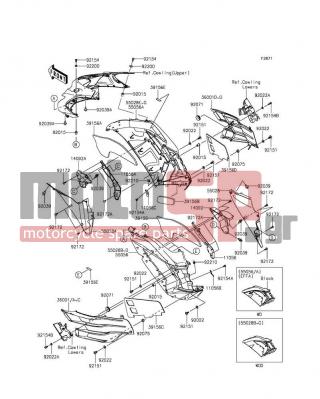 KAWASAKI - NINJA® ZX™-14R 2014 - Body Parts - Cowling(Center) - 55028-0383 - COWLING,FR,LH
