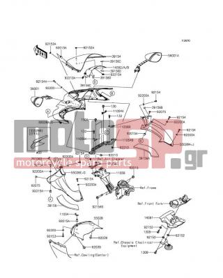 KAWASAKI - NINJA® ZX™-14R 2014 - Body Parts - Cowling(Upper) - 56001-0233 - MIRROR-ASSY,LH