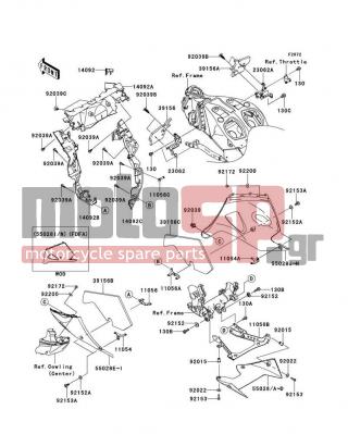 KAWASAKI - NINJA® ZX™-14R ABS 2014 - Body Parts - Cowling Lowers - 55028-0063-17L - COWLING,LWR,RR,C.B.ORANGE
