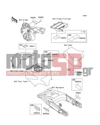 KAWASAKI - NINJA® ZX™-14R ABS 2014 - Body Parts - Labels - 56030-0358 - LABEL,GASOLINE