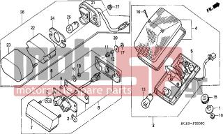 HONDA - XR250R (ED) 2001 - Electrical - TAILLIGHT - 33727-MBT-611 - COVER COMP., LICENSE