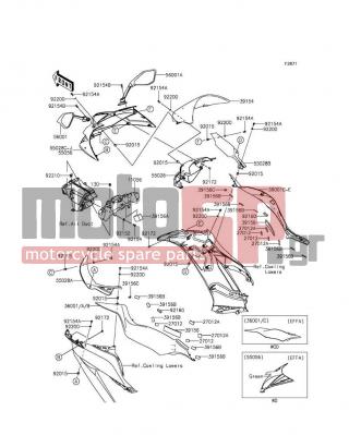 KAWASAKI - NINJA® ZX™-6R 2014 - Body Parts - Cowling - 56001-0245 - MIRROR-ASSY,LH