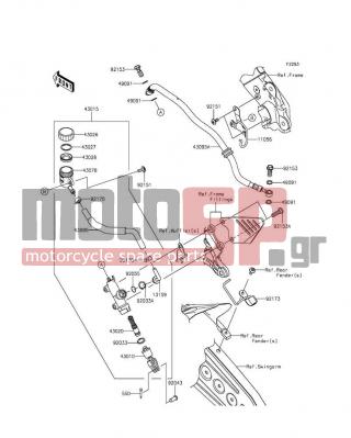 KAWASAKI - NINJA® ZX™-6R 2014 -  - Rear Master Cylinder - 92170-1091 - CLAMP,HOSE