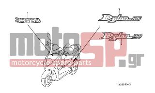 HONDA - SES150 (ED) 2004 - Body Parts - MARK/ STRIPE (E/ED/F) - 87125-KPZ-900ZB - MARK, FR. COVER *TYPE1*