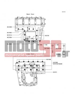KAWASAKI - NINJA® ZX™-9R 1998 - Κινητήρας/Κιβώτιο Ταχυτήτων - Crankcase Bolt Pattern - 92150-1251 - BOLT,7X85